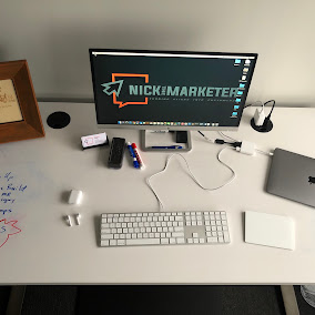 The early Nick the Marketer desk setup